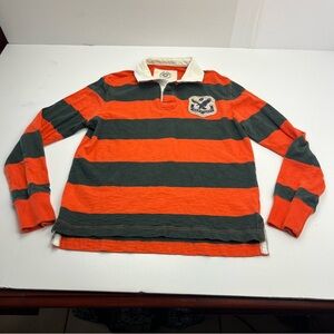 American Eagle Outfitters Striped Orange Green Rugby‎ Shirt Mens Medium *FLAW